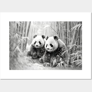 Panda Animal Discovery Wild Nature Ink Sketch Style Posters and Art